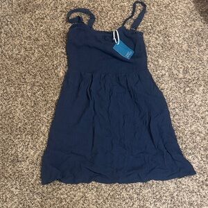 Market & Spruce Deep Blue Textured Top